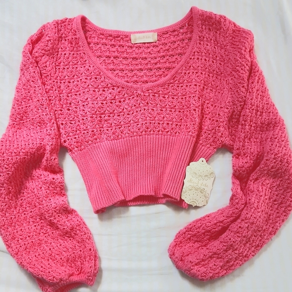 xs pink cropped sweater Alter'd State - Picture 1 of 3